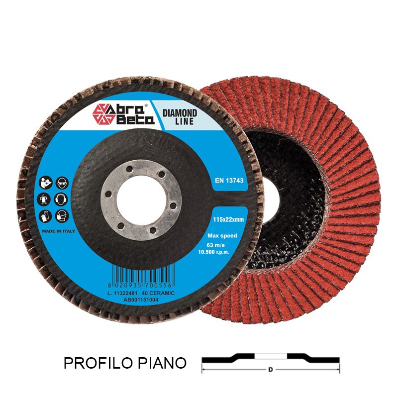 DISCO LAMELLARE 115 GR.40 CERAMICATO DIAMOND PIANO SUPPORTO IN FIBRA