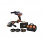 KIT 18V TRAPANO A PERC. + SMERIGLIATRICE 115MM + 3 BATT. 4Ah + VALIGETTA + BORSA