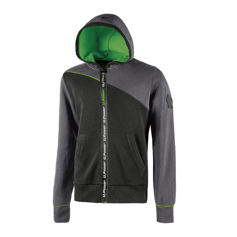 FELPA IMPERMEABILE 310 GR/MQ TG.L FULL ZIP ASPHALT GREY U-POWER JUPITER