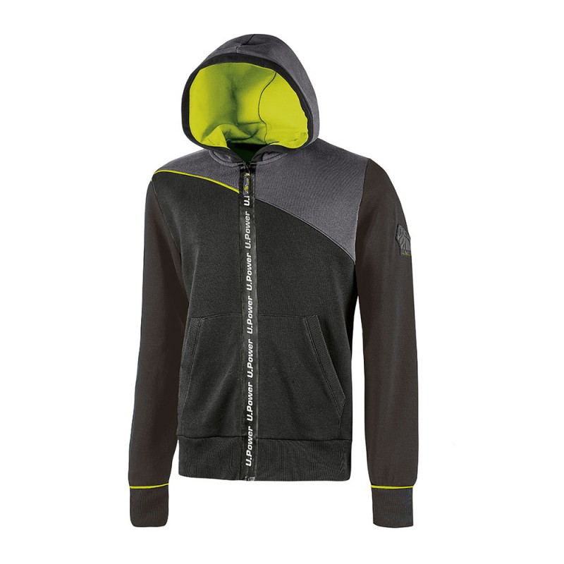 FELPA IMPERMEABILE 310 GR/MQ TG.XL FULL ZIP BLACK CARBON U-POWER JUPITER