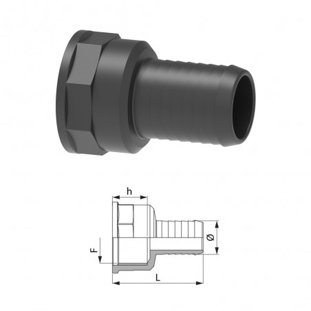 RACCORDO PORTAGOMMA DRITTO G1/2" F D.19 100219