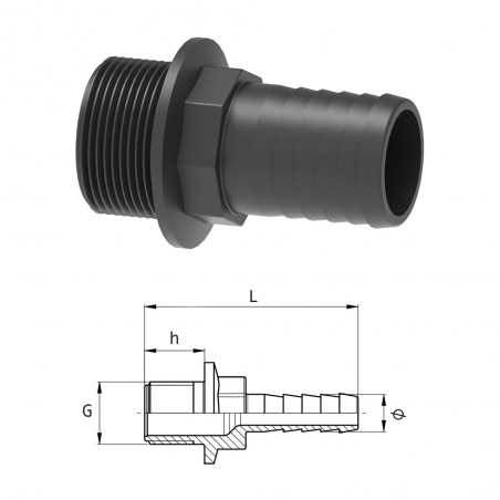 RACCORDO PORTAGOMMA DRITTO G3/4" M D.20 1032320