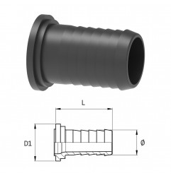 RACCORDO PORTAGOMMA DRITTO D.20 PIANO PER GIRELLO 3/8" 105320