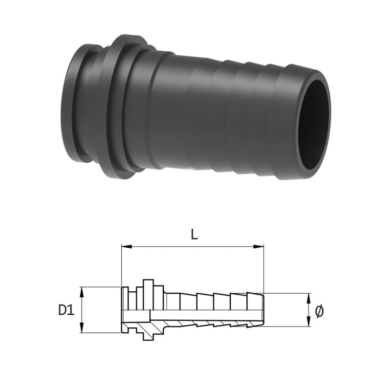 RACCORDO PORTAGOMMA DRITTO D.13 PER GIRELLO 1/2" 106213