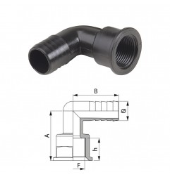 RACCORDO PORTAGOMMA CURVO G3/4"F D.25 1102325