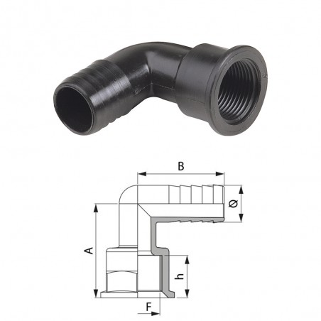 RACCORDO PORTAGOMMA CURVO G3/4"F D.25 1102325