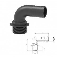 RACCORDO PORTAGOMMA CURVO G3/8" M D.16 1132115