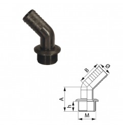 RACCORDO PORTAGOMMA CURVO 45 G1"1/4 M D.35 114535