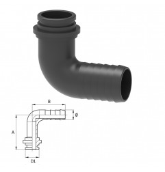 RACCORDO PORTAGOMMA CURVO D.10 PER GIRELLO 1/2" 116210