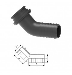 RACCORDO PORTAGOMMA CURVO 45 D.13 PER GIRELLO 1/2" 117213