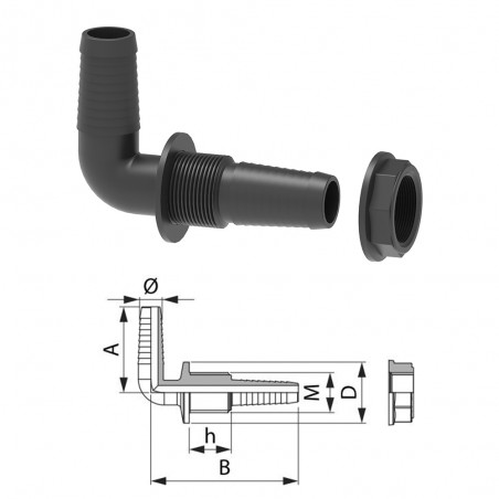 RACCORDO PASSAPARETE CURVO TUTTUNPEZZO G1/2" D.15 118215