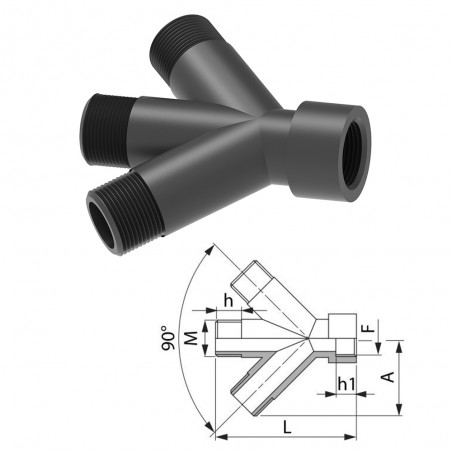 RACCORDO A 4 VIE 45 GRUPPO M-F DIAMETRO 1/2" 160120