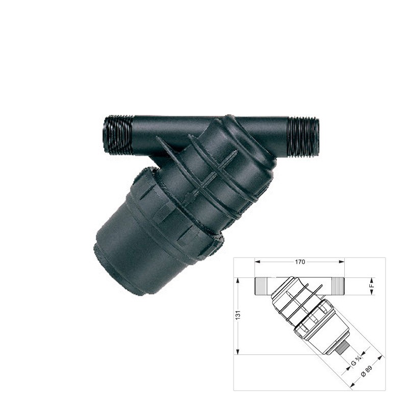 FILTRO INLCINATO 1"M 50 MESH CON SPURGO 325143