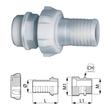 RACCORDO DRITTO IN 3 PEZZI 3/4" X 20 626320