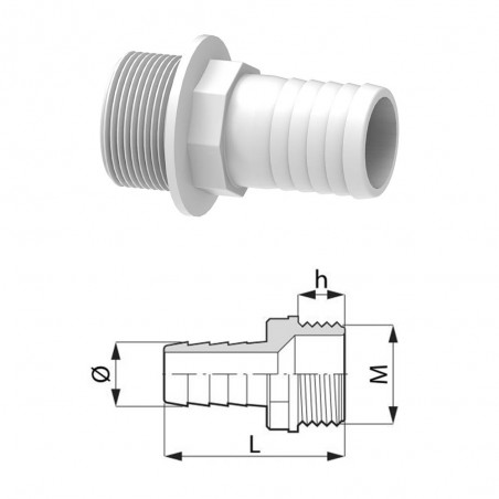 RACCORDO PORTAGOMMA DRITTO G1/4"M D.8 NYLON 6292008