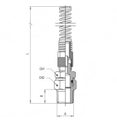 RACCORDO DRITTO M. 1/4 GIREVOLE CON MOLLA PER TUBO 10X6,5