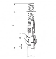 RACCORDO DRITTO M. 1/4 GIREVOLE CON MOLLA PER TUBO 6X4