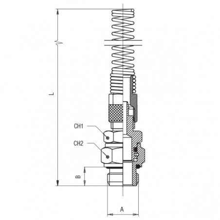 RACCORDO DRITTO M. 1/4 GIREVOLE CON MOLLA PER TUBO 6X4