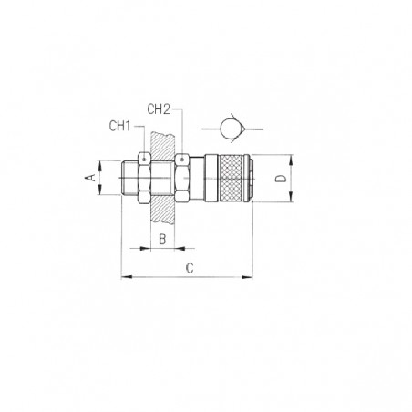 PRESA ATTACCO MASCHIO 1/8 PASSAPARETE SERIE MIGNON