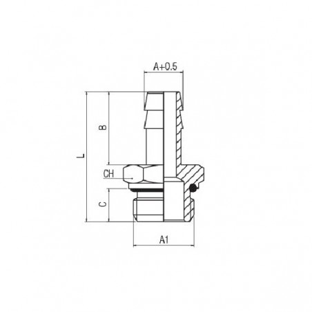 PORTAGOMMA M.1/4 CILINDRICO RESCA T.6 CON O-RING