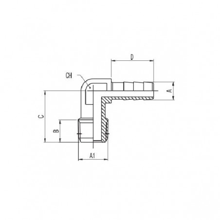 RACCORDO A L M.1/8 PORTAGOMMA A RESCA 6MM