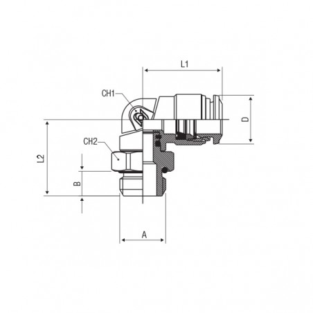 RACCORDO AUTOMATICO 90 GIR. M8X1 X T.4 C/GUARN. FKM