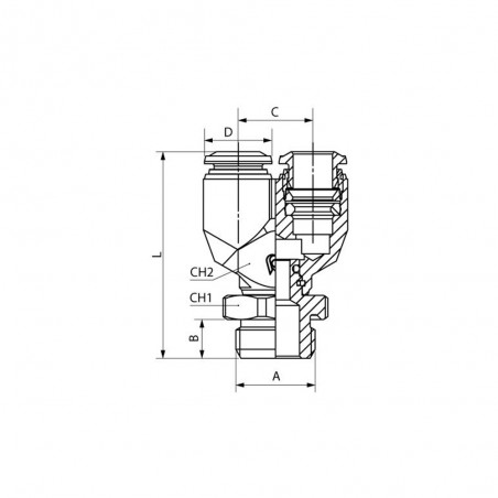 RACCORDO A Y ORIENTABILE MASCHIO CILINDRICO 1/4 T. 8 NERO