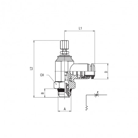 REGOLATORE ORIENTABILE 1/8XT6  BIDIREZIONALE MANUALE IN TECNOPOLIMERO