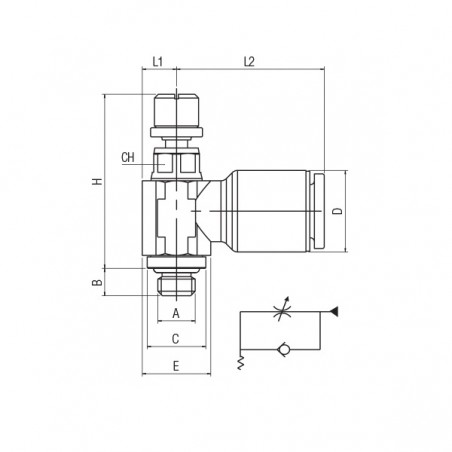 REGOLATORE ORIENTABILE M5XT.4 X VALVOLA UNID. CACCIAVITE IN TECNOPOLIMERO