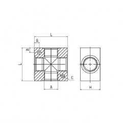 RACCORDO A CROCE F.3/8 IN ALLUMINIO