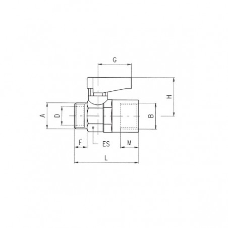 VALVOLA A SFERA M 1/4X1/4 F MINI CILINDRICA