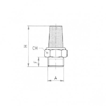 SILENZIATORE 1/8 50 MICRON IN OTTONE SINTERIZZATO TRONCO CONICO