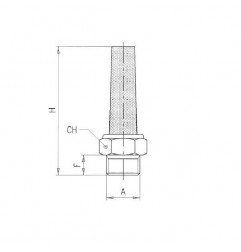 SILENZIATORE 1/8" 36 MICRON IN OTTONE SINTERIZZATO TRONCO CONICO