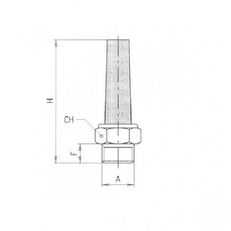 SILENZIATORE 1/8" 36 MICRON IN OTTONE SINTERIZZATO TRONCO CONICO