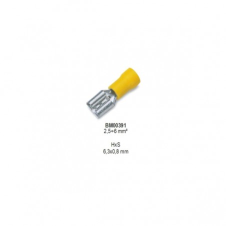 TERMINALE 6,3X0,8 MM PREISOLATO FEMMINA GIALLO CONFEZIONE 50 PZ 1622-F/6,3X0,86G