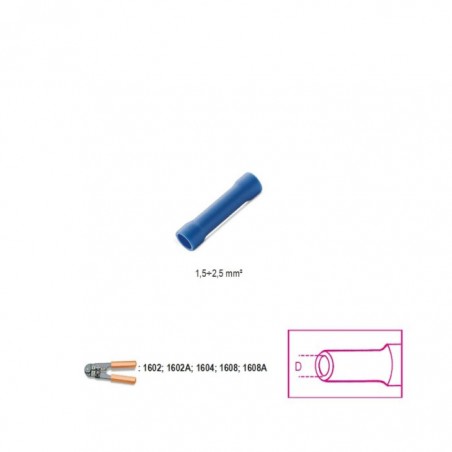 CONNETTORE DI LINEA 2,5 MM PREISOLATO BLU 100 PEZZI BET1628-C/2,5