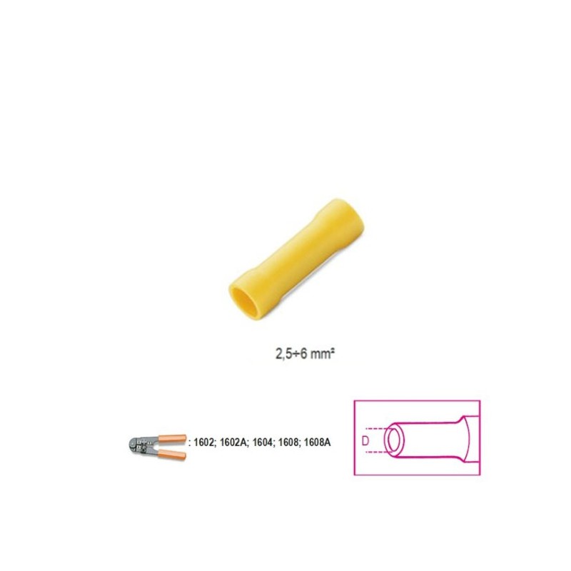 CONNETTORE DI LINEA 3,7 MM PREISOLATO GIALLO 50 PEZZI BET1628-C/3,7