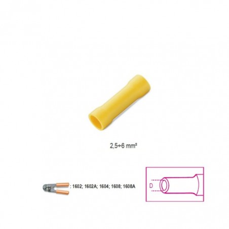 CONNETTORE DI LINEA 3,7 MM PREISOLATO GIALLO 50 PEZZI BET1628-C/3,7