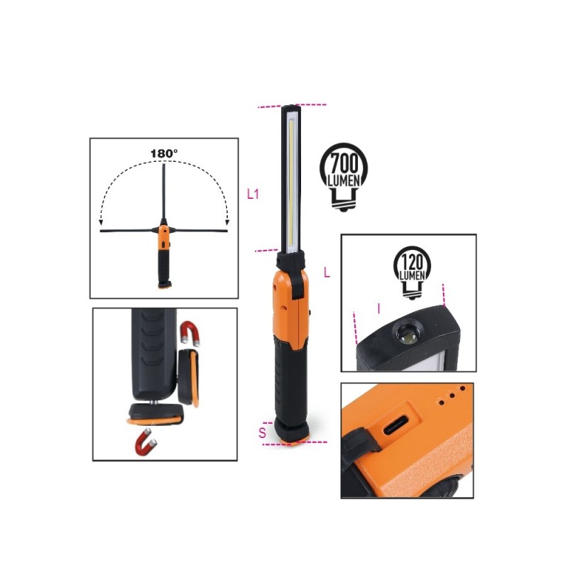 LAMPADA A LED SNODABILE E ORIENTABILE RICARICABILE 700LUMEN 1838AM