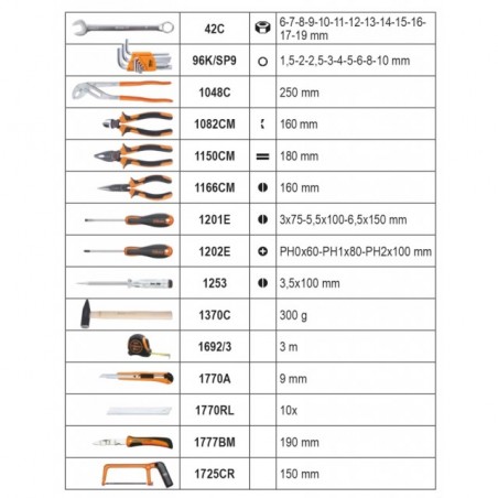 VALIGIETTA EASY ASSORTIMENTO 100 UTENSILI MANUTENZIONE GENERALE BETA 2054E-100