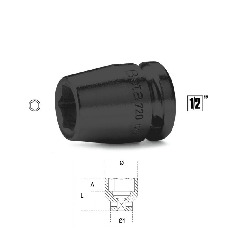 CHIAVE A BUSSOLA 12 MM ATTACCO QUADRO FEMMINA 1/2" ESAG BETA 720 12