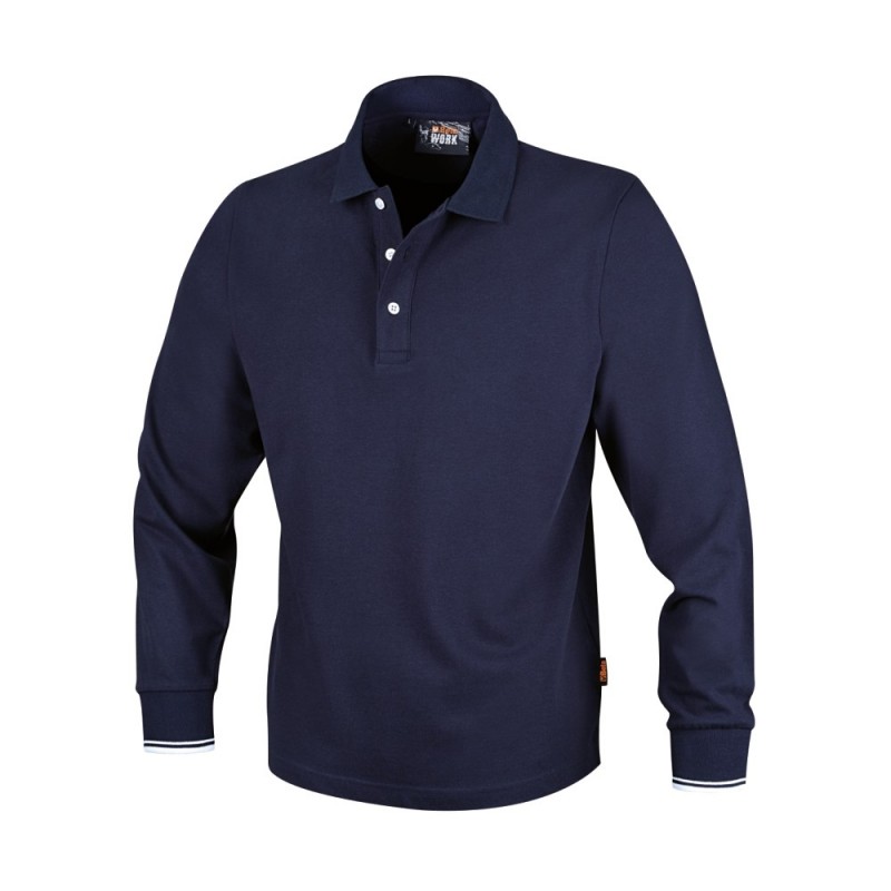 POLO 200 GR. TG.L COTONE BLU 3 BOTTONI MANICHE LUNGHE BETA 7557BL/L