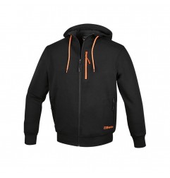 FELPA 280 GR. TG.M ZIP LUNGA CON CAPPUCCIO NERA 7665N/M