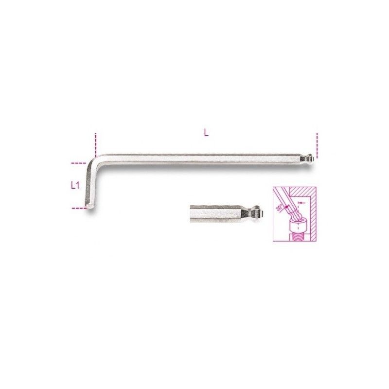 CHIAVE 3 MM ESAGONALE MASCHIO CON PUNTA A SFERA CROMATA 96BPC/3