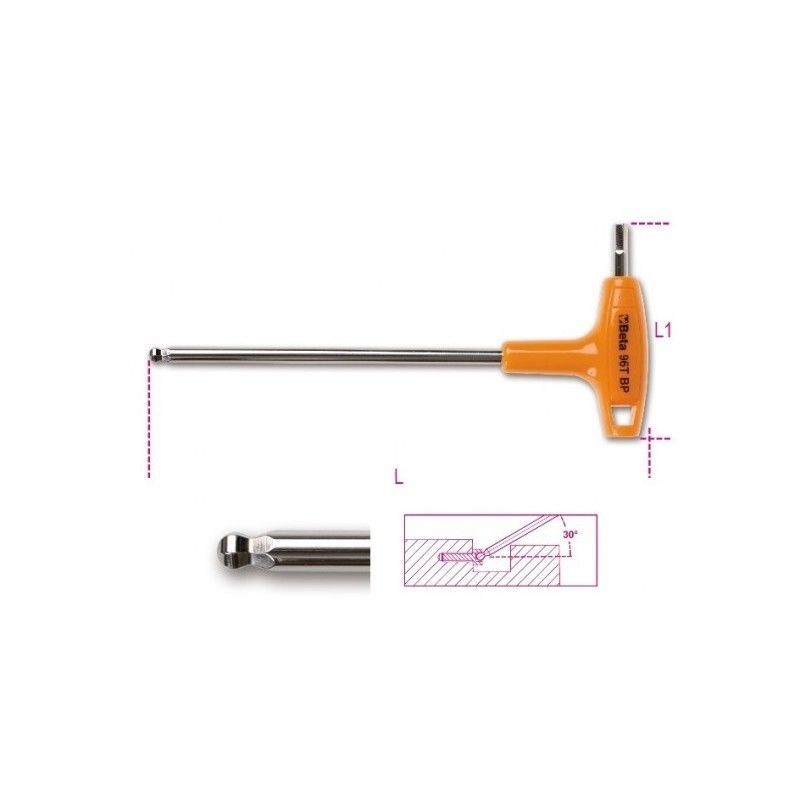 CHIAVE 3 MM ESAGONALE MASCHIO CON IMP. PIEGATA CON PUNTA A SFERA 96TBP/3