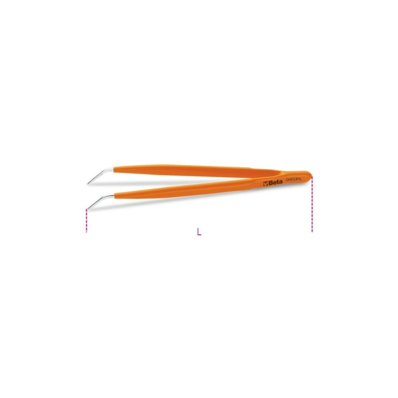 PINZA A MOLLA PLASTIFICATA A PUNTE FINI CURVE ARROTONDATE 150 MM 993PL