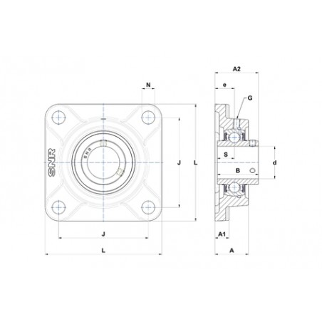 SUPPORTO FORO 15 FLANGIA QUADRA UCF202 FAG