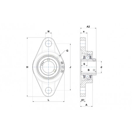 SUPPORTO FORO 55 FLANGIA OVALE UCFL211 FAG