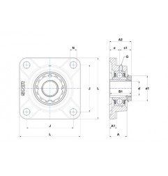 SUPPORTO FORO 55 FLANGIA QUADRA UKF212 FAG