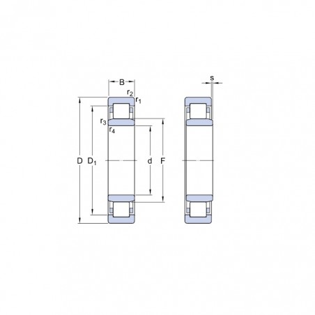 CUSCINETTO 25X52X15 A RULLI CILINDRICI NU205 ECJ ISB